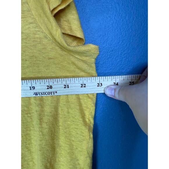 Sanctuary T-Shirt Women's Size 2x 100% Linen Top Yellow V-Neck Elevated Basic - Picture 6 of 7